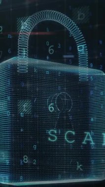Çevrimiçi güvenlik kilidi üzerinden harfleri ve numaraları değiştirmenin animasyonu. küresel internet güvenliği, veri işleme, bağlantılar ve dijital arayüz konsepti dijital olarak oluşturulmuş video.