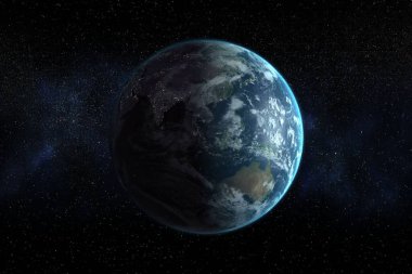 Galakside Asya ile Dünya 'nın uydu görüntüsü