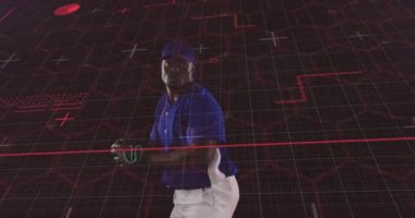 Erkek atıcı atış yapmaya başlıyor, gövde dönüşümlü olarak beyzbolu spor sahasına bırakıyor. Sporcu, spor, dijital, hareket, güç, performans, eğitim