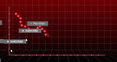Parlak kırmızı noktalar abonelik ve nişanı gösteren rozetlerle birlikte alçalmaya başlıyor. Teknoloji, veri görselleştirme, animasyon, dijital arayüz, analitik, etkileşimli, modern