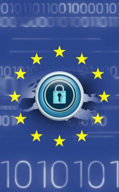 Güvenlik kavramına sahip Avrupa Birliği bayrağı, yakın plan