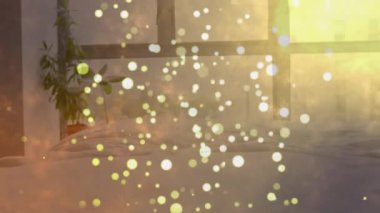 Sağlıklı bir şekilde uyuyan bir kadın, sabah güneşi altında altın kıvılcımlar saçarak kafasının etrafında kıvrılarak dinleniyor. Dinginlik, rahatlama, sükunet, parlaklık, doğa, ahenk, zarafet