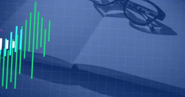 Başlangıçta, kırmızı ve turkuaz çizgiler veri evrimini izlerken yeşil çizgiler belirir ve kayar. Veri görselleştirme, finansal grafikler, analitik, modern, dijital, iş dünyası, teknoloji