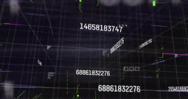 Karanlık şebekelerde sürüklenen sayılar ortaya çıkan devre hatlarını başlatıyor ve görselleştiren veri akışını hızlandırıyor. Fütürist, soyut, dijital, teknoloji, veri, neon, bilim