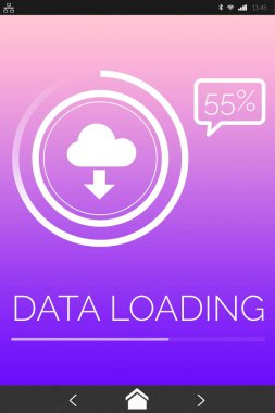 Dijital ekranda indirme sembolü olan veri yüklemesi