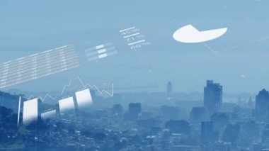 Belirsiz ufuk çizgisi açma kaydırma verisi canlandırma çubuğu çizgi ölçüm grafiklerini görselleştirir. Teknoloji, analitik, görselleştirme, veri, finans, yenilik, dijital