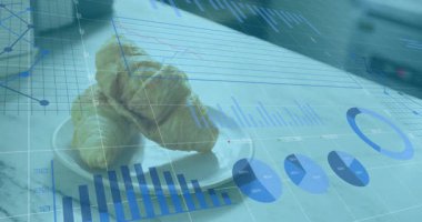 Kruvasanlar tezgaha indiğinde, veri canlandırması için haritaları üst üste koy. Pastalar, veri tabloları, modern mutfak, görselleştirme, analitik, gurme, aşçılık