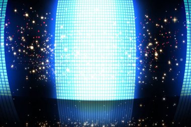 Glittering screen on black background with copy space