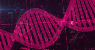 Sistem taramasında, 3 boyutlu sarmal döner, viral küre oluşturur ve tespiti için reaksiyona girer. Fütüristik, teknoloji, moleküler, görselleştirme, dijital, bilim, yenilik