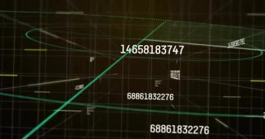 Koyu şebeke dönüşleri yeşil köşegen demetinin ortaya çıkışını tetikler, etiketleri tarar ve görselleştirme verilerini günceller. 3d görselleştirme, dijital animasyon, fütüristik tasarım, veri analizi, soyut teknoloji, hareket grafikleri, siber estetik