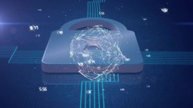 Parlayan tahta, şifreleme için asma kilit etrafında kıvılcım saçıyor sonra da kilidi çözüyor. Siber güvenlik, veri koruması, şifreleme, dijital, geleceksel, teknoloji, ağ