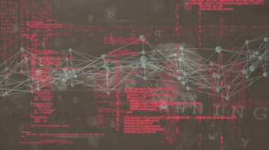 Kodla tetiklenen parlayan düğümler ortaya çıkıyor ve ağ görüntüleme veri akışına bağlanıyor. Teknoloji, siber güvenlik, veri, görselleştirme, dijital, yenilik, soyut