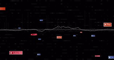 Arka planda sürüklenen dövülmüş dalga boyu yumurtlama oyunu aboneleri gibi bağlılık simgeleri. Dijital, animasyon, arayüz, teknoloji, hareket, bağlılık, canlı