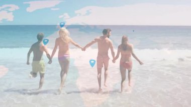 Grup ileri kayıyor. El ele tutuşarak sörf yaparken teknolojinin animasyon haritası çivilerle ortaya çıkıyor. Macera, arkadaşlık, bağlantı, açık hava, canlı, enerjik, seyahat