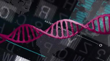 Mor DNA sarmalına girmek, haritayı değiştirmek, Cyan çubuklarıyla Almanya 'yı görselleştirmek. Biyoteknoloji, veri analizi, dijital alarm, gelecekçilik, görselleştirme, bilim, teknoloji