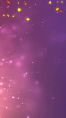 Pembe ve mor arka plan üzerine renkli konfeti düşüşü. Kutlama, festival, parti, neşe, neşe, coşku