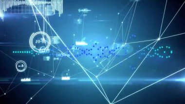 Parlayan düğümler ve dalga boyu animasyonlarında birbirine bağlı çizgiler, genişleyen veri ağı oluşturur. Fütürist, dijital, teknoloji, soyut, ağ, veri, arayüz