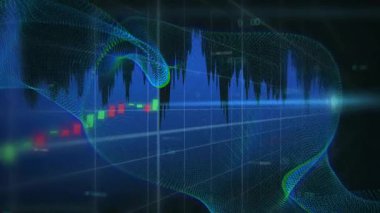 Açılma şebekesi yeşil kırmızı şamdanların kaymasına, dalgalanma dalgalanmalarının piyasa değişkenliğini göstermesine neden oluyor. Fütürist, soyut, dijital, teknoloji, analitik, görselleştirme, dinamik