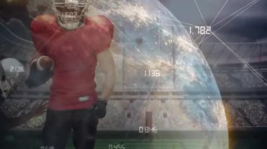 Top taşıyıcı, analitik analitik kaplama ile koşuyor defans oyuncusunun topu kapıp durdurma koşusuna girmesi gibi. Sporcu, spor, yarışma, aksiyon, dijital, fütüristik, takım çalışması