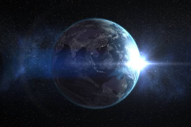 Galaksideki Dünya ve Güneş 'in Uzay Görünümü