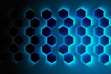 siyah arka plan ile parlak altıgenler