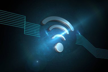 siyah arka plan üzerine parlak wifi simgesi