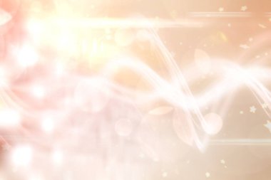 Düz tasarım şeftali rengi bokeh ve yıldız çizgileriyle şeffaf tuval üzerinde parıldayan desen içeriyor. Soyut, aydınlık, bokeh, kozmik, ruhani, yumuşak odaklı, canlı