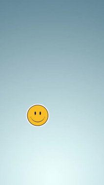 Mavi gradyan üzerinde yüzen birden fazla gülen yüz emojisinin dijital animasyonu. ifade ve iletişim kavramı