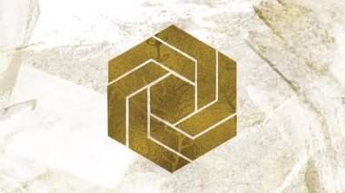 İniş panelleri, arka planda zum yapan kamerayla birlikte, dönüşümlü olarak altın altıgenlere kilitleniyor. Geometrik, soyut, metalik, minimalist, lüks, tasarım, simetri