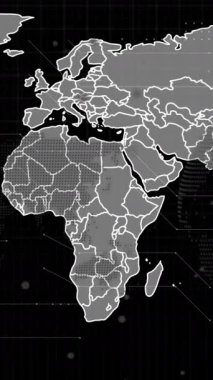 Dünya haritası üzerindeki bağlantı ağının animasyonu. Dijital olarak üretilen küresel covid pandemik konsept.