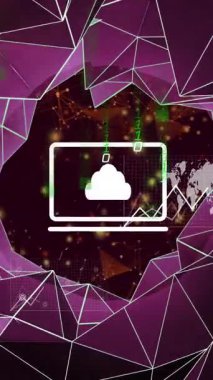 Şekiller üzerinde veri işleme animasyonu. küresel iş ve dijital arayüz kavramı dijital olarak oluşturulmuş video.