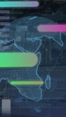 Donanma uzayında hareket eden renkli boruların ve finansal verilerin animasyonu. Küresel finans ve ekonomik kriz kavramı dijital olarak üretilen video.