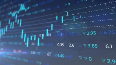 UI panelleme şamdanı yükleniyor, çizgi grafik süpürme ve verileri dolduran göstergeler yükleniyor. Dijital, analitik, veri, gösterge paneli, teknoloji, ilerleme, görselleştirme