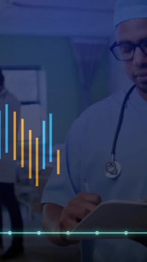 Tıbbi verilerin analizi, hastanede çalışan sağlık uzmanları. analiz, takım çalışması, teşhis, araştırma, teknoloji