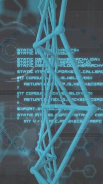 Animasyon tasarımında verileri işleyen mavi geometrik yapılarla dijital arayüz. Teknoloji, fütüristik, soyut, ağ, yenilik, bağlantı