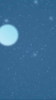 Kar taneleri ve yıldız animasyonları. Kış manzarası, dağlar ve evler. mevsimlik, şenlikli, tatil