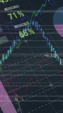 Animation of financial data processing and statistics recording on grid in background. global finances, business and connection concept digitally generated video.