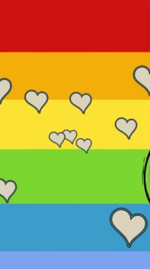 Gökkuşağı arka planında kalp ve erkek sembolü animasyonu. gurur ayı ve dijital olarak oluşturulan kutlama konsepti.