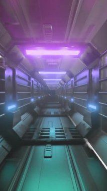 Işıklı gümüş dijital tünelin animasyonu. Küresel teknoloji ve dijital arayüz konsepti dijital olarak oluşturulmuş video.