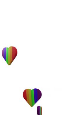 Animation of rainbow hearts moving on white background. Valentine's day, love and celebration concept digitally generated video.