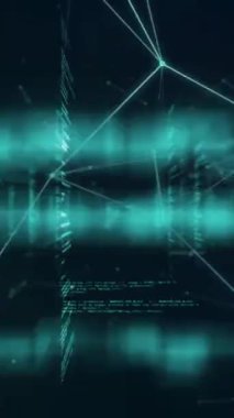 Karanlık arka planda bağlantı ağının ve veri işleme ağının animasyonu. Küresel finans, iş, bağlantılar, hesaplama ve veri işleme kavramı dijital olarak oluşturulmuş video.