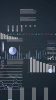 Çoklu grafiklerin animasyonu, çemberler yükleme, soyut arkaplana karşı değişen sayı. Dijital olarak üretilmiş, hologram, illüstrasyon, ilerleme, büyüme, rapor ve iş kavramı.