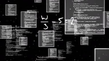 Boşluğun ortaya çıkmasıyla, kod pencereleri sürükleniyor ve denklemler işleme akışını canlandırıyor. Teknoloji, animasyon, veri, dijital, siber güvenlik, görselleştirme, soyut