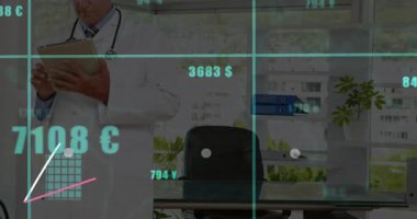 Doktor elinde pano tutarak içeri giriyor ve mali durumları gözlemliyor. Bu arada ortaya çıkan ve yükselen grafikleri de izliyor. Finans, analitik, teknoloji, profesyonel, sağlık, veri görselleştirme, kurumsal