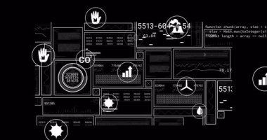 El koruma simgesi ortaya çıkıyor sonra karbondioksit çemberi genişlerken çevresel ölçümleri dolduruyor. Teknoloji, gösterge paneli, veri görselleştirme, çevre, sürdürülebilirlik, analiz, arayüz