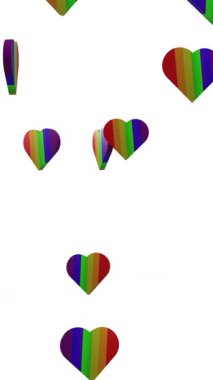 Animation of rainbow hearts moving on white background. Valentine's day, love and celebration concept digitally generated video.