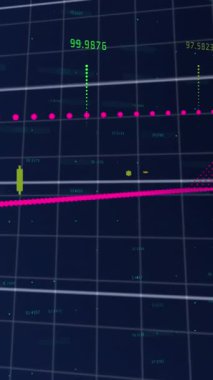 Soyut arkaplan karşısında artan sayılarla birden fazla grafiğin animasyonu. Dijital olarak üretilen hologram, rapor, finans, iş, büyüme, illüstrasyon, vektör ve teknoloji kavramı.