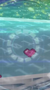 Ekranlarda tarama, ikili kodlama ve veri işleme animasyonları. küresel bağlantılar, veri işleme ve dijital arayüz konsepti dijital olarak oluşturulmuş video.