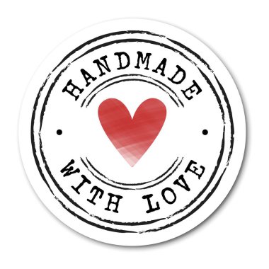 Aşk metniyle el yapımı resim ve beyaz arkaplanda kalbi okumak. El yapımı ürünler ve dijital olarak üretilen iletişim konsepti.