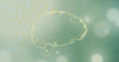 Dalgalanan ışık küreleri, beynin kablo çerçevesinin oluşmasına ve sabit ışıltıya doğru titreşen bağlantılara yol açıyor. Fütüristik, teknoloji, nöral, dijital, yenilik, ağ, görselleştirme